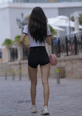 6886两情相悦-JS短K【887P】黑色紧身瑜伽短裤长腿女孩套图
